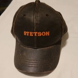 Stetson Baseball Cap, Adjustable, Leather Looking Matetial, Western, Brown